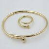 18k solid gold nail bracelet and ring set
