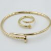 18k solid gold nail bracelet and ring set
