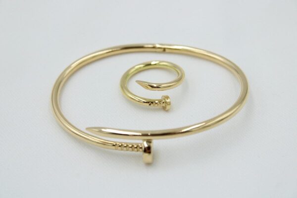 18k solid gold nail bracelet and ring set