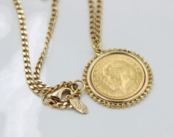 18k solid gold quarter lira necklace