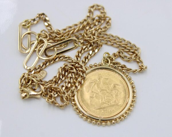 18k solid gold quarter lira necklace
