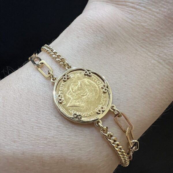 18 karat solid gold English coin bracelet