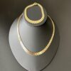 18K Solid Gold Leaf Link Necklace & Bracelet Set