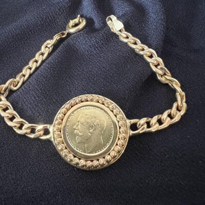 21k half lira coin bracelet